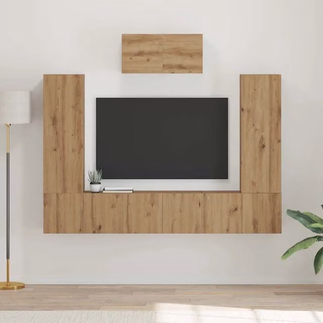 Set mobile TV 7 pz Rovere artigianale Legno ingegnerizzato 3393137