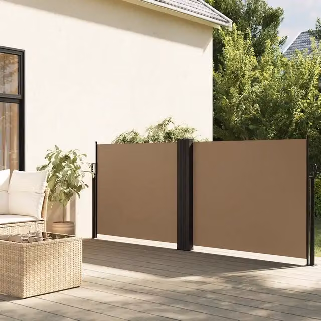 Tenda da sole laterale retrattile vidaXL beige in poliestere e acciaio L: 1200 cm, H: 120 cm