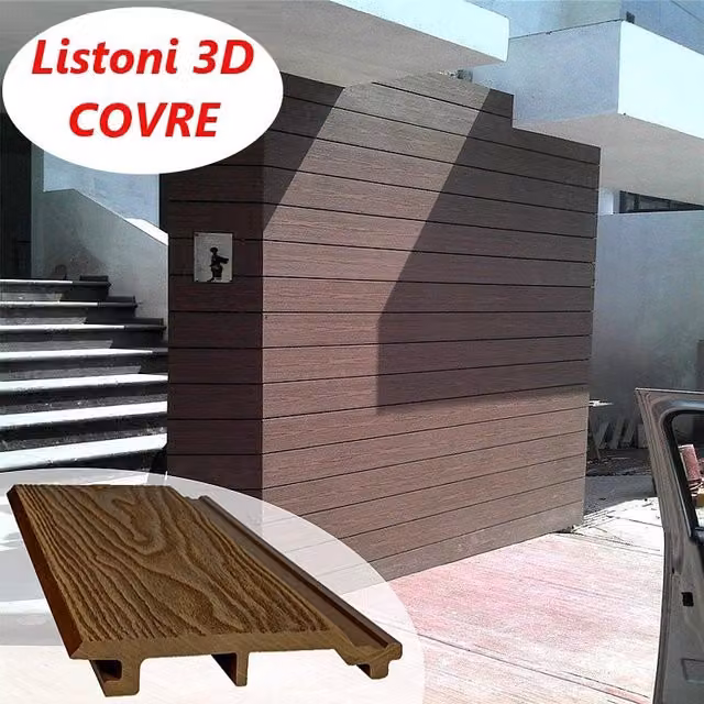 Listoni WPC 3D Covre 5m² per rivestimenti colore Chocolate listone 174x2200mm spessore 21mm