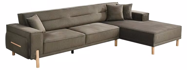 Divano ad angolo moderno verde, design scandinavo, comodo, a forma di L, imbottito, nuovo