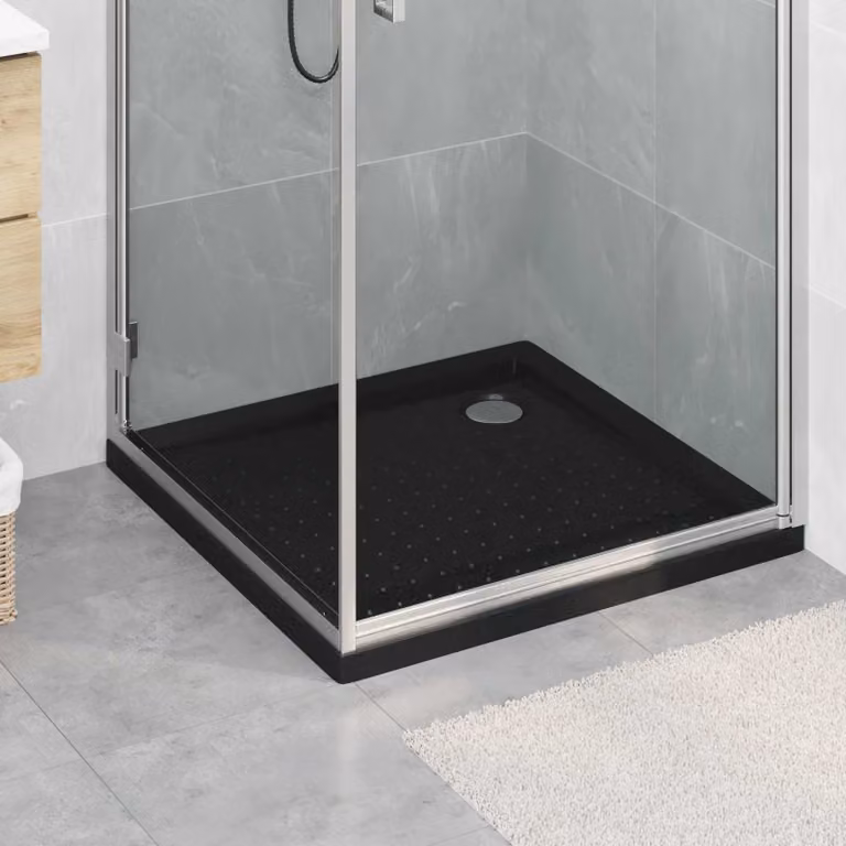 Vassoio base doccia quadrato vidaXL in ABS nero con superficie antiscivolo L/P/H: 80 x 80 x 4 cm