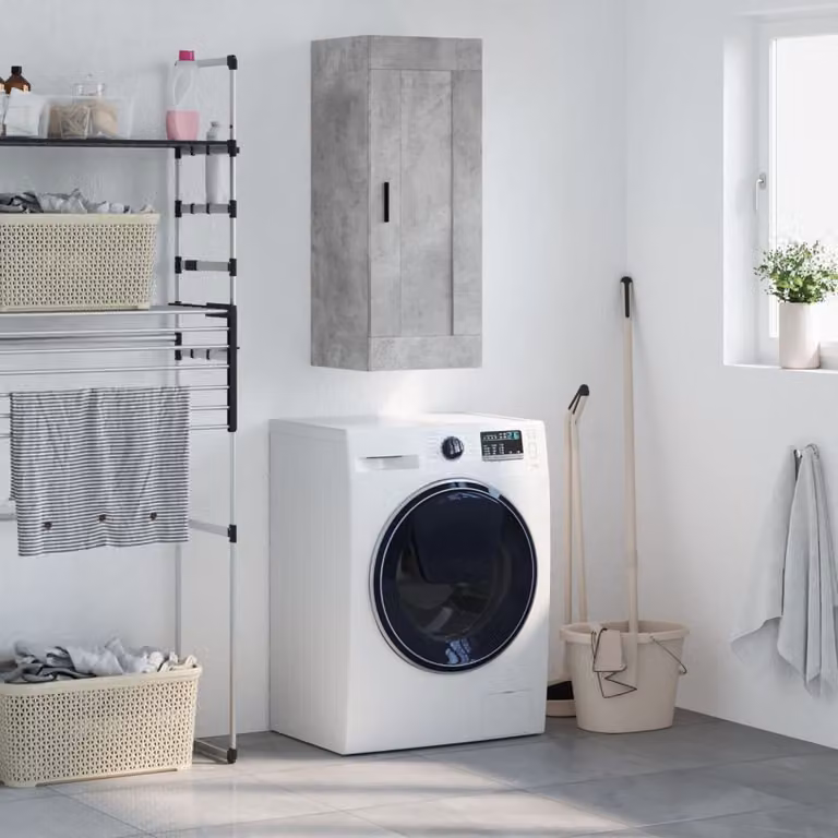 Mobile a parete vidaXL in stile moderno, colore grigio cemento, L 34,5 cm x P 34 cm x H 90 cm