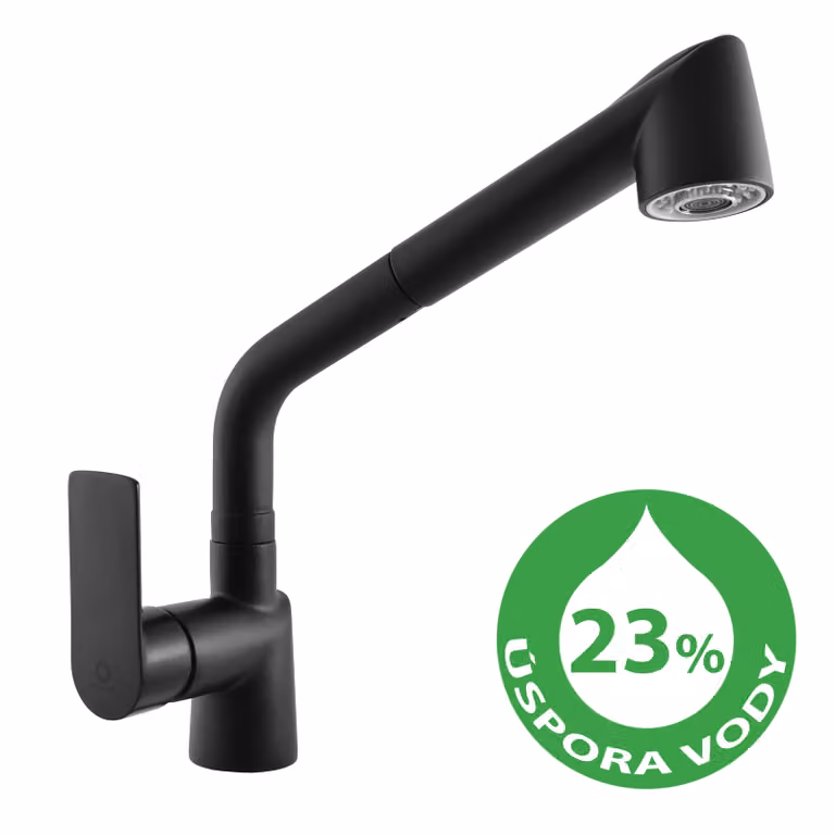Rubinetto da cucina RAV Slezák Vltava VTE411.0CMAT nero con doccia