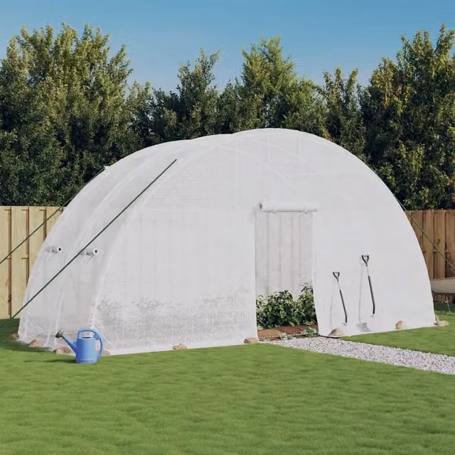 Serra con Telaio in Acciaio Bianco 12 m² 6x2x2,85 m 364091