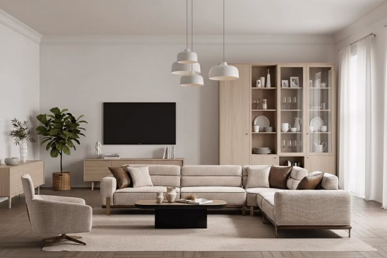 Moderno divano ad angolo a forma di L dal design elegante e dal comfort elevato
