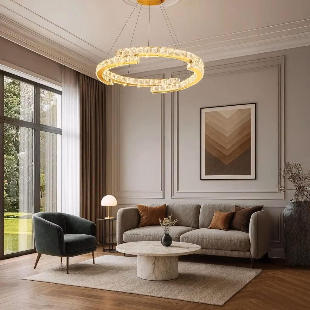 Lampada a sospensione LED Toolight App1771-cp oro/ottone con design moderno ad anello per bagno, L: 60 cm – 2