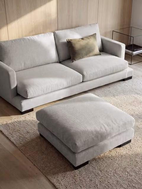 Pouf Crate Kenay Home rivestito perla, diametro 90 cm