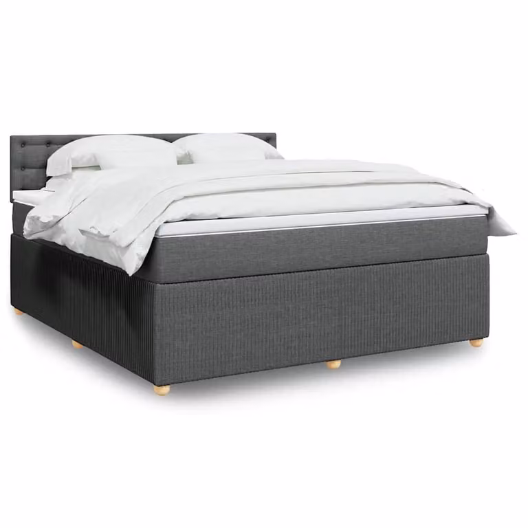 vidaXL Giroletto a Molle con Materasso in Tessuto Grigio e Bianco L/P/H: 180 x 200 x 100,5 cm