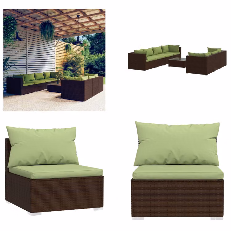 vidaXL set salotto da giardino 8 pezzi con cuscini in rattan marrone - set salotto da giardino - set salotto da giardino - set salotto da patio - set divano da patio