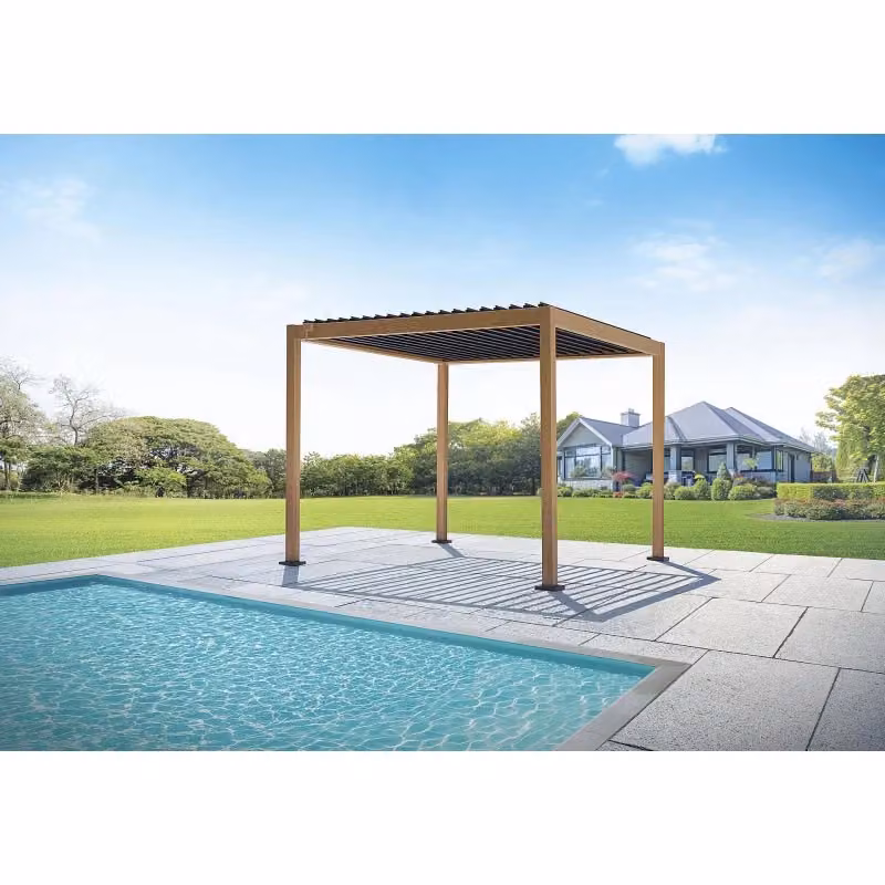 Pergola Texas Moia in alluminio effetto legno marrone o antracite L: 300 cm, P: 300 cm, H: 250 cm – 2