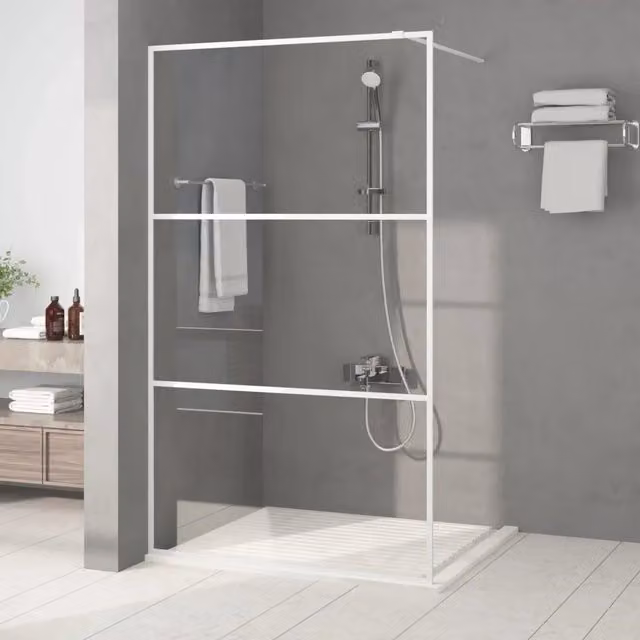 Parete Doccia Walk In vidaXL Bianca e Trasparente in Vetro, L: 115 cm, H: 195 cm – 1