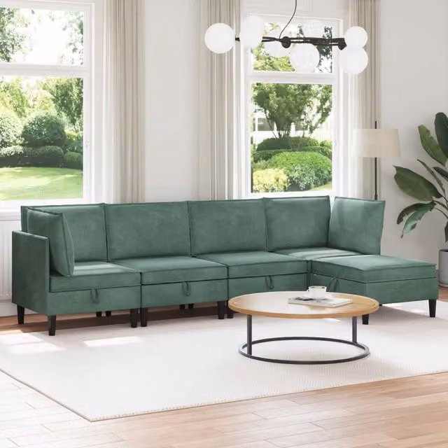 Set di mobili per il soggiorno 5 pz Verde Mare Velluto 3413776