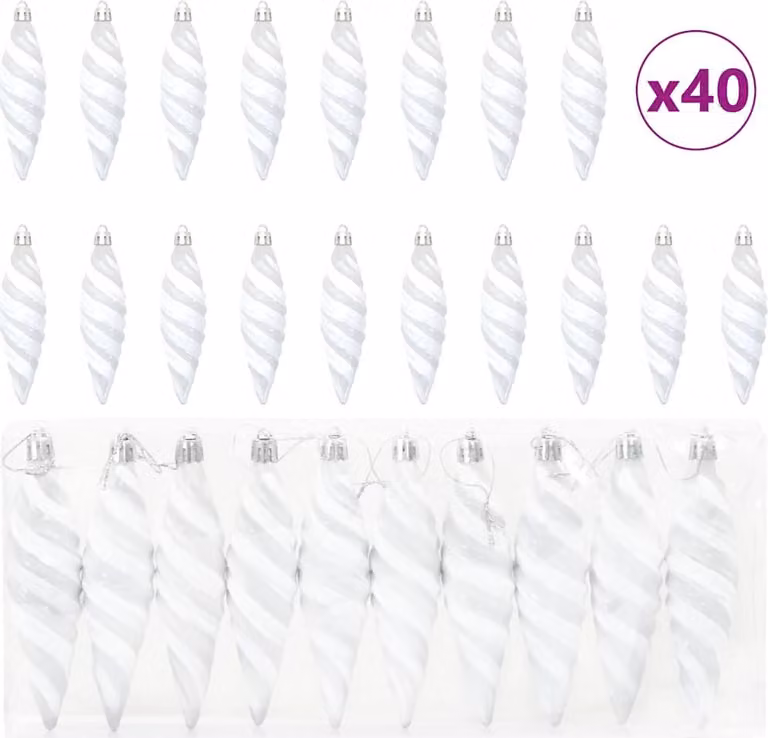 Palla a spirale di Natale 40 pcs Bianco Plastica