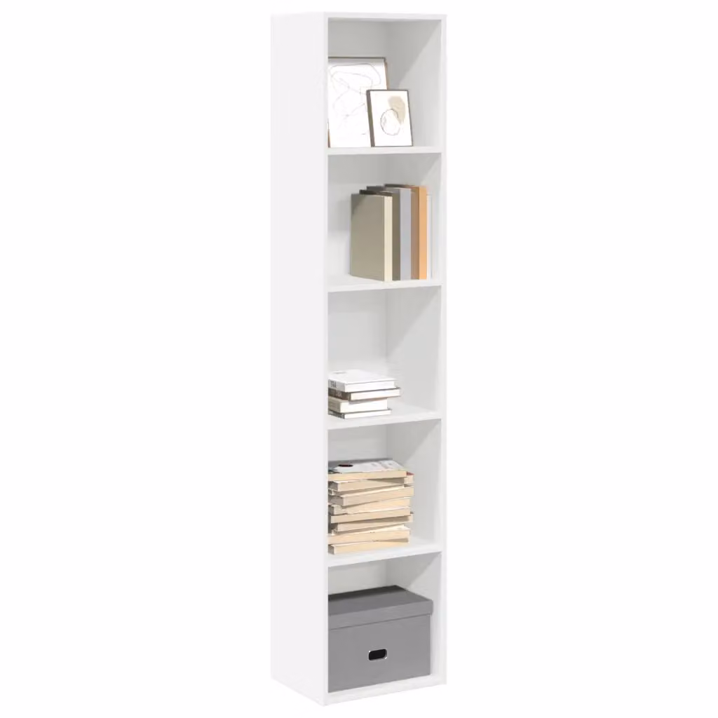 Libreria bianca vidaXL in legno e MDF con pannello posteriore, design minimalista, L 40 cm x P 30 cm x H 189 cm