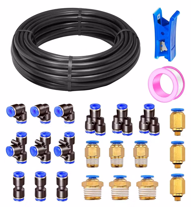 Solidchoice - Tubo flessibile per aria compressa, 20 metri - Elevata flessibilità - Poluretano - Diametro esterno 8 mm - Diametro interno 5 mm - 21 connettori pneumatici - Tubo per aria