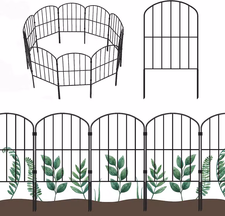 Recinzione metallica decorativa per giardino, pannello di recinzione per cani, set da 10