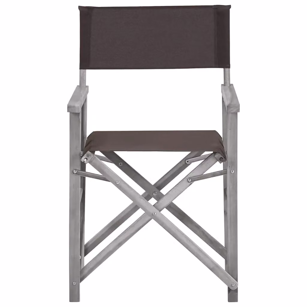 Set di 2 sedie da regista vidaXL in legno massello di acacia oliato, colori grigio e nero, ideali per il giardino – 2