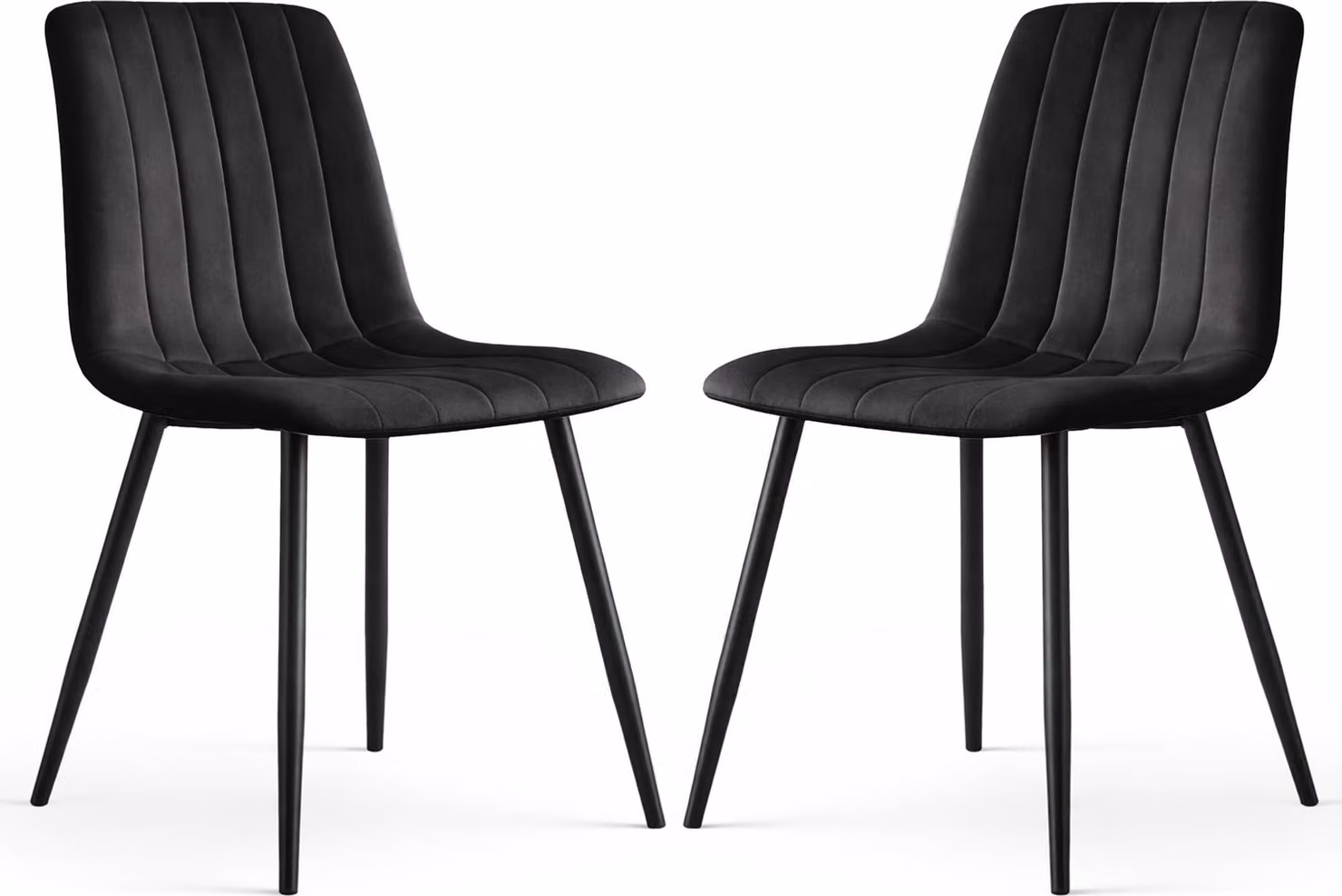 Set di 2 Sedie in velluto trapuntate LIVO Nero gambe nere