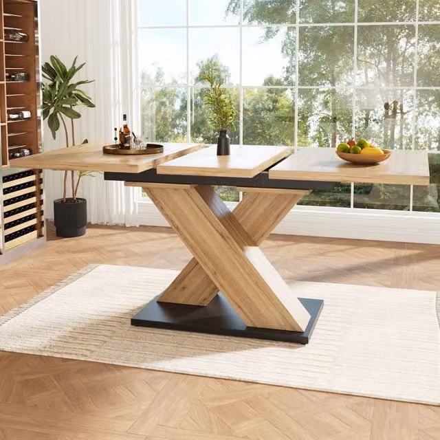 Tavolo allungabile da pranzo telescopico in MDF effetto legno naturale 119–158.5 × 80 × 75 cm