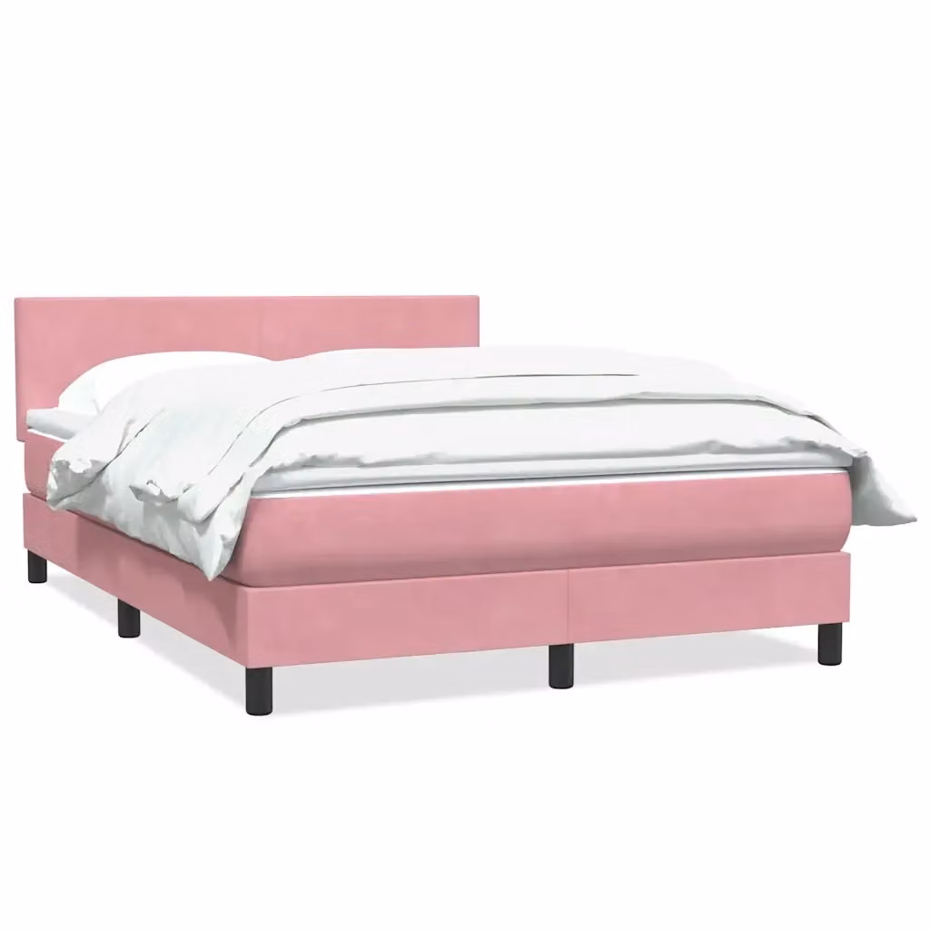 Giroletto con Materasso Ibrido vidaXL in Velluto Rosa e Bianco L: 144 cm, P: 223 cm, H: 88 cm – 2