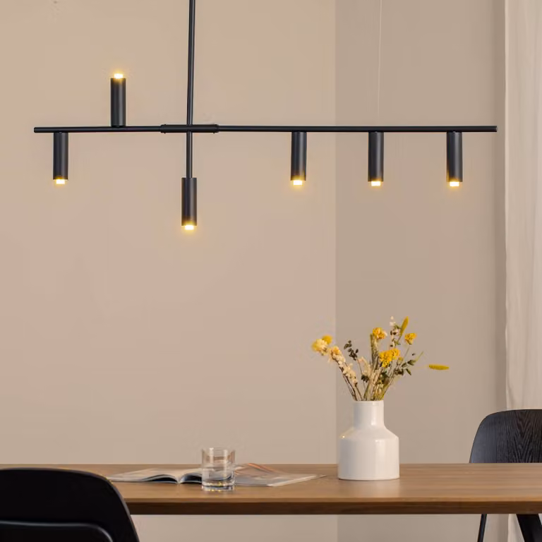 Lampada a sospensione Trevo 6 ALDEX, dimmerabile, Nero, Soggiorno / Sala da pranzo, Metallo, Moderno, Lampada a sospensione