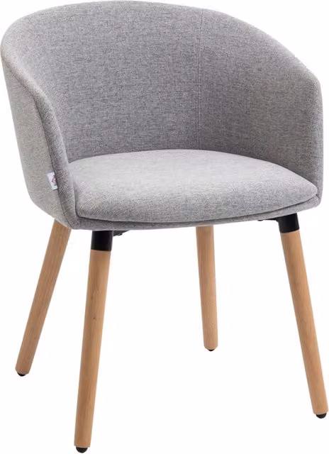Sedia da Pranzo Imbottita Minimal in Tessuto Grigio con Gambe in Legno di Faggio L: 57 cm, P: 56 cm, H: 72 cm