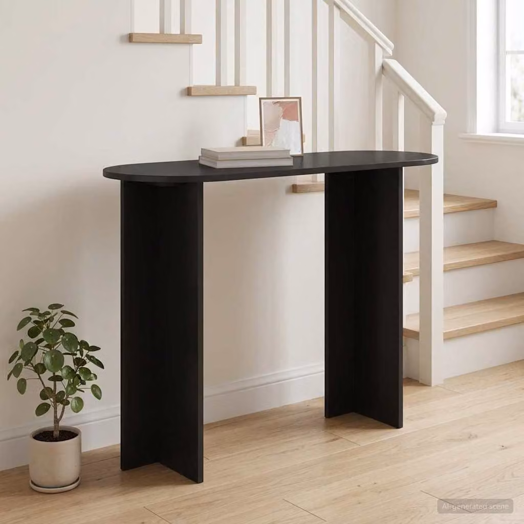 vidaXL Tavolo consolle moderno in MDF laminato Rovere Nero, L 100 x P 39,5 x H 75 cm
