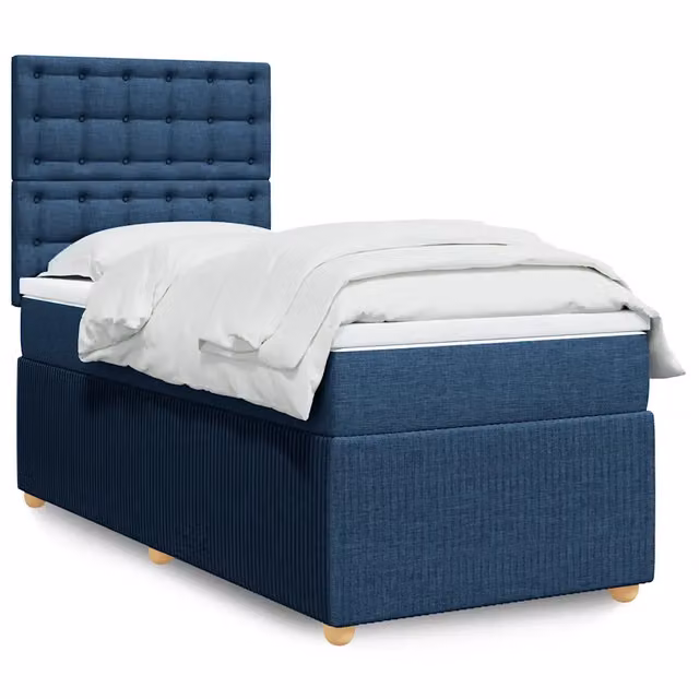 Letto Ibrido Moderno vidaXL con Materasso Blu e Bianco, Illuminazione Sotto il Letto e Porta USB, L/P: 100 x 200 cm