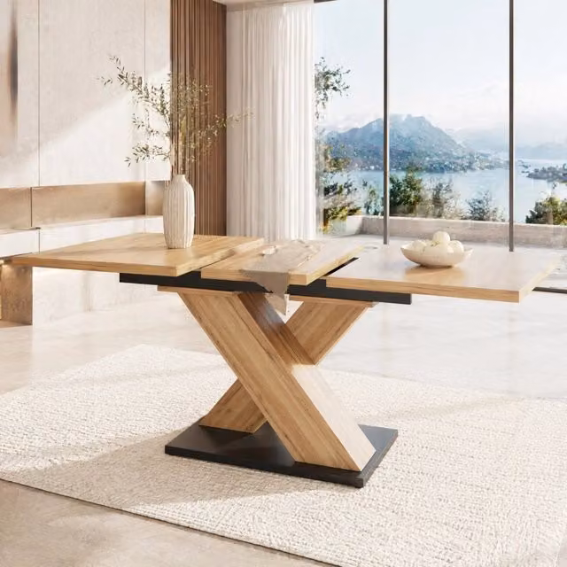 Tavolo allungabile REDOM moderno in MDF effetto legno marrone L: 119-158,5 cm, P: 80 cm, H: 75 cm