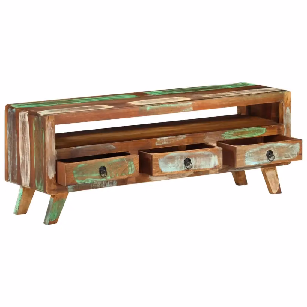 Mobile Porta TV vidaXL in Legno di Recupero Multicolore L: 110 cm, P: 30 cm, H: 40 cm – 2