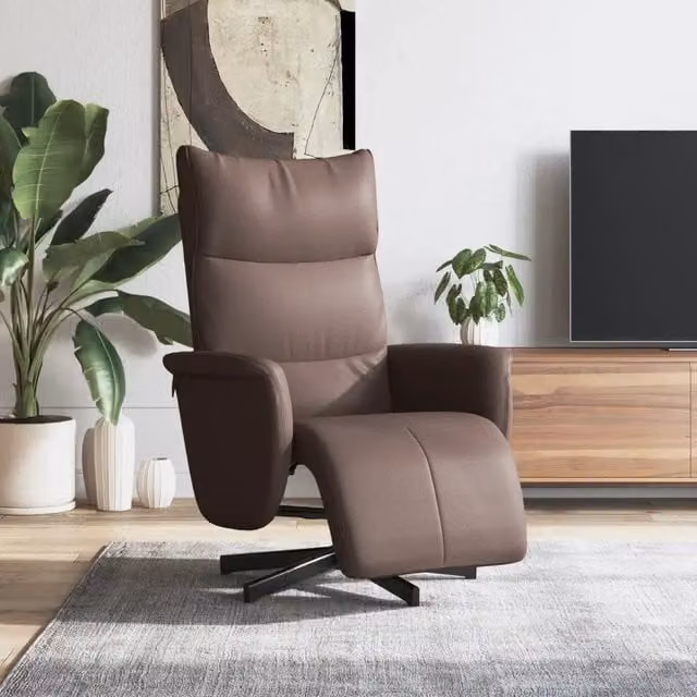Poltrona Reclinabile con Poggiapiedi vidaXL in Similpelle Marrone con Sedia Relax Moderna e Ruotabile 360 Gradi