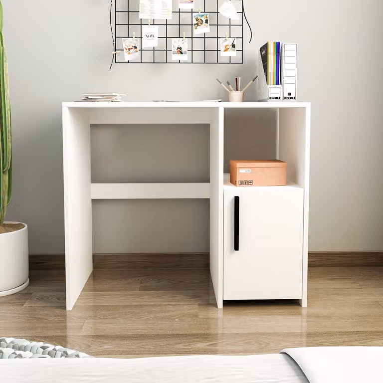 Skye Decor, Kuzey - Bianco, Scrivania, Bianco, 100% PANNELLI DI PARTICELLE RIVESTITI IN MELAMMINA, 90 x 45 x 77,8 cm