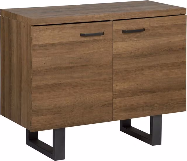 Madia credenza industriale BELIANI con 2 ante in legno scuro e metallo grigio con ripiani per la tua sala da pranzo