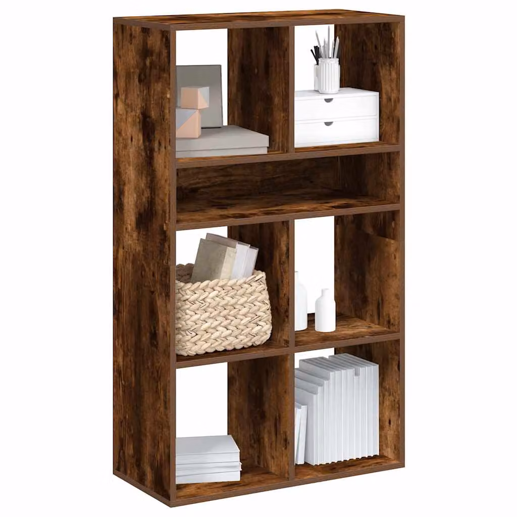 Libreria moderna vidaXL in legno multistrato color rovere fumo, L/P/H: 66 x 31 x 112 cm