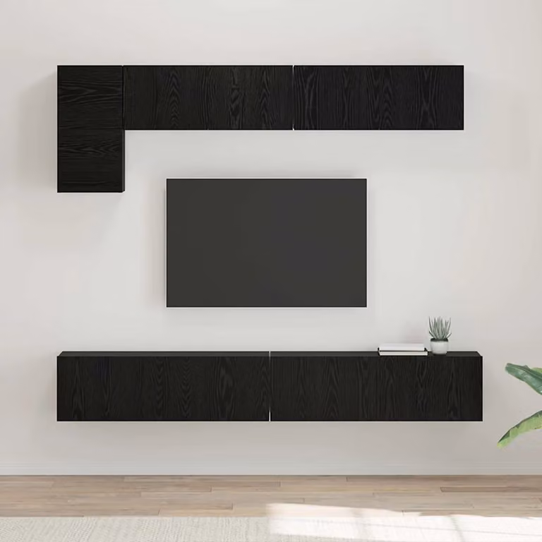Set mobile TV moderno vidaXL in legno MDF color rovere e nero per soggiorno
