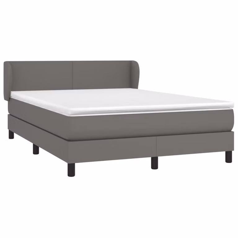 Giroletto a Molle con Materasso Grigio 140x200 cm in Pelle finta