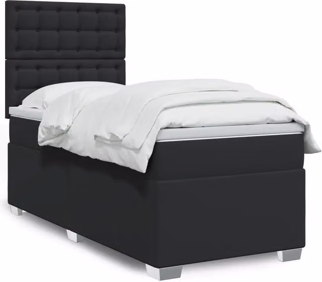 Giroletto a Molle con Materasso Nero 100x200 cm in Similpelle 3290708