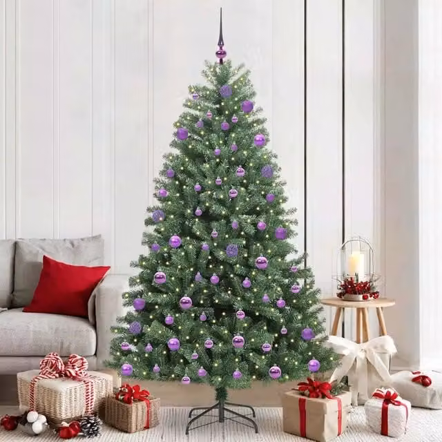 Albero di Natale artificiale verde con luci LED warm white vidaXL Altezza: 210 cm – 1
