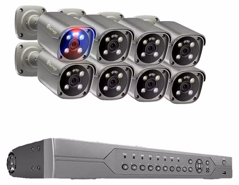 Sistema di videosorveglianza, compressione video H.265, riconoscimento facciale tramite intelligenza artificiale, registratore NVR a 16 canali, compatibile con 8 telecamere da 8MP, senza disco rigido integrato