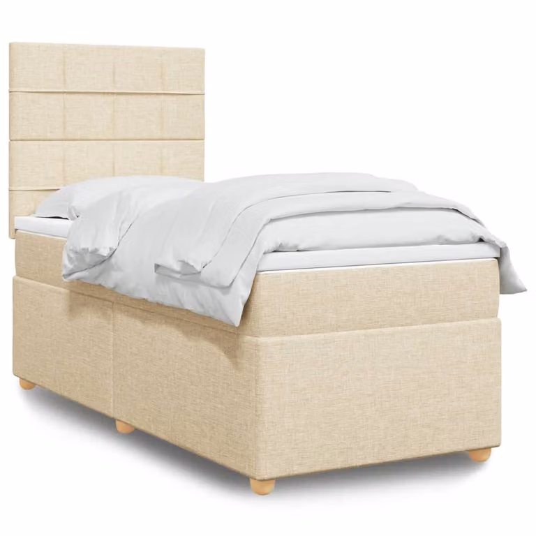 vidaXL Letto Ibrido con Giroletto a Molle e Materasso a Tasche Beige e Bianco L/P: 100 x 200 cm