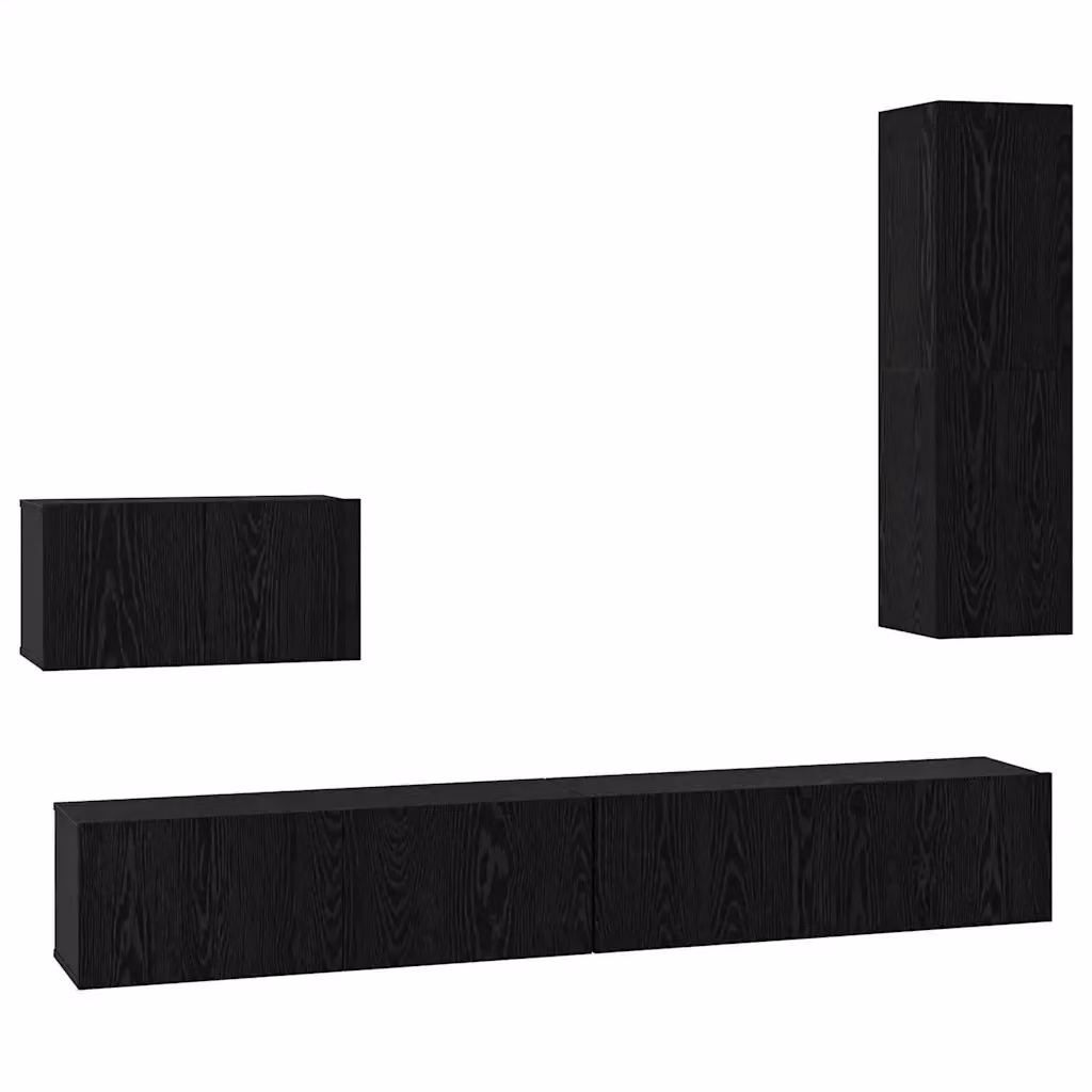 Set di 4 Mobili TV da Parete Moderni vidaXL in MDF Nero Opaco – 2