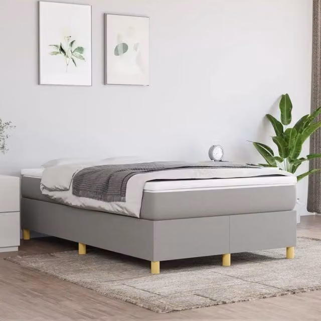 Struttura Letto a Rete a Molle-Giroletto Grigio Chiaro 120x200 cm Tessuto 801331