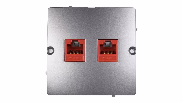 Simon Basic Presa doppia per computer 2xRJ45 cat.5e in acciaio inox BMF52.02/21