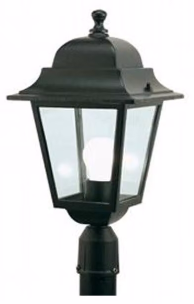 Testa Palo In Alluminio Nero E Vetro Quadrata