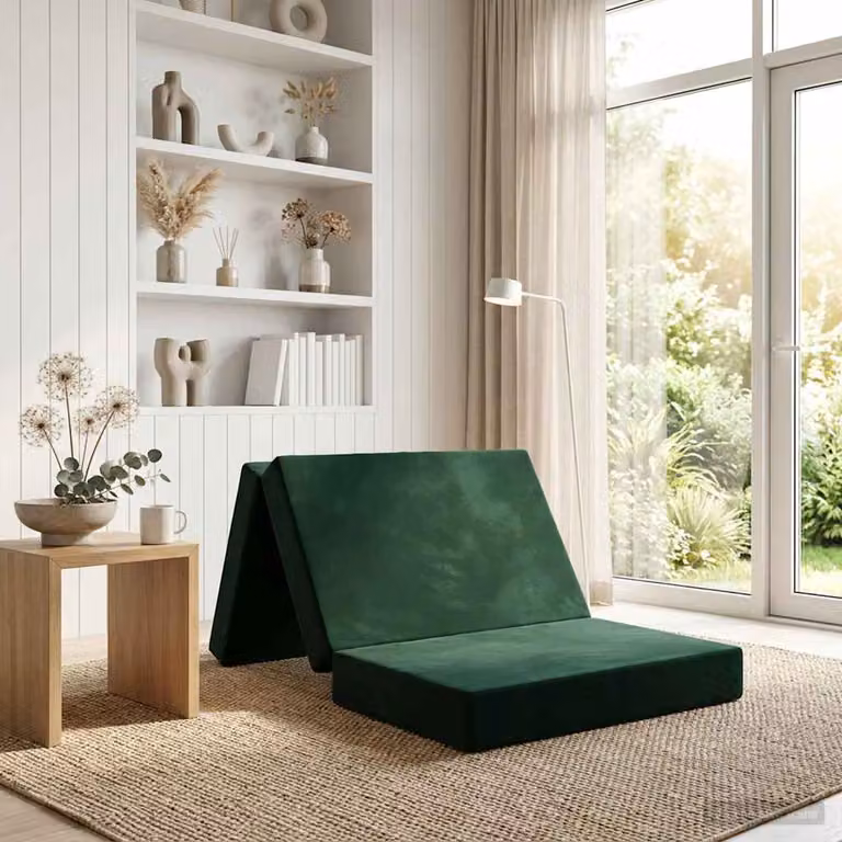 vidaXL Divano Letto Pieghevole in Velluto Verde con Imbottitura in Schiuma L: 80 cm, P: 67 cm, H: 45 cm