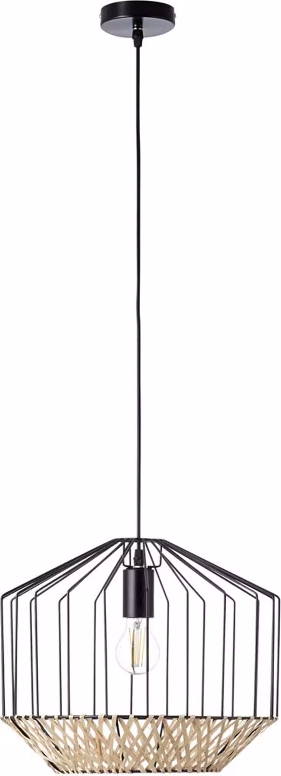 BRILLIANT Templo luce a sospensione 37cm nero/naturale Luci interne, luci a sospensione | 1x A60, E27, 40W, adatto per lampade standard (non incluse) | Altezza regolabile / cavo accorciabile