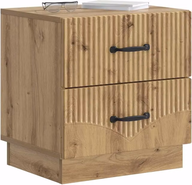 Set di 2 Comodini | Armadio da Notte | Mobiletto da notte Rovere Artigianale 43 x 34,5 x 44,5 cm