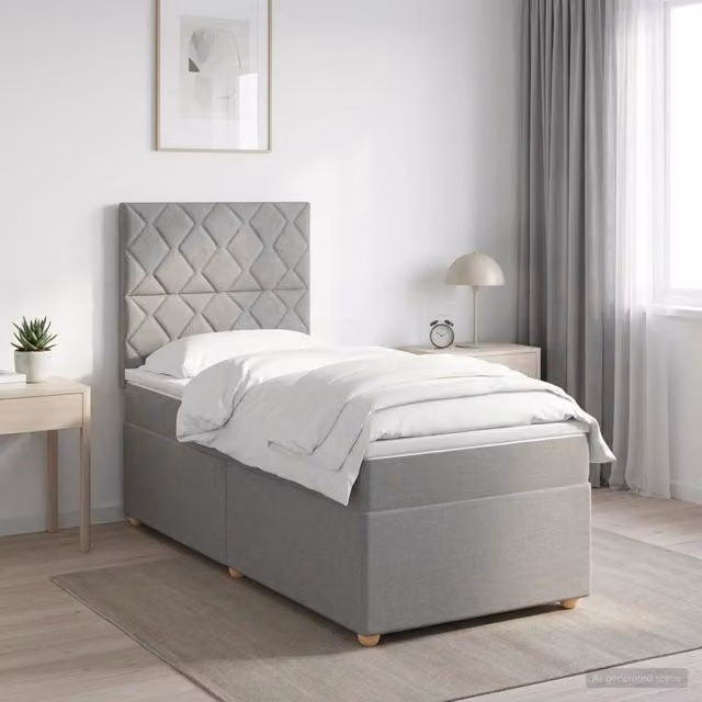 Letto box spring con materasso ibrido vidaXL Grigio Chiaro L/P: 90 x 200 cm – 1