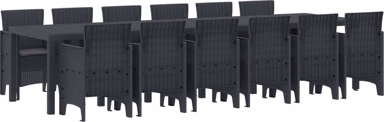 Set da Pranzo per Giardino 13 pcs Antracite Rattan Polt