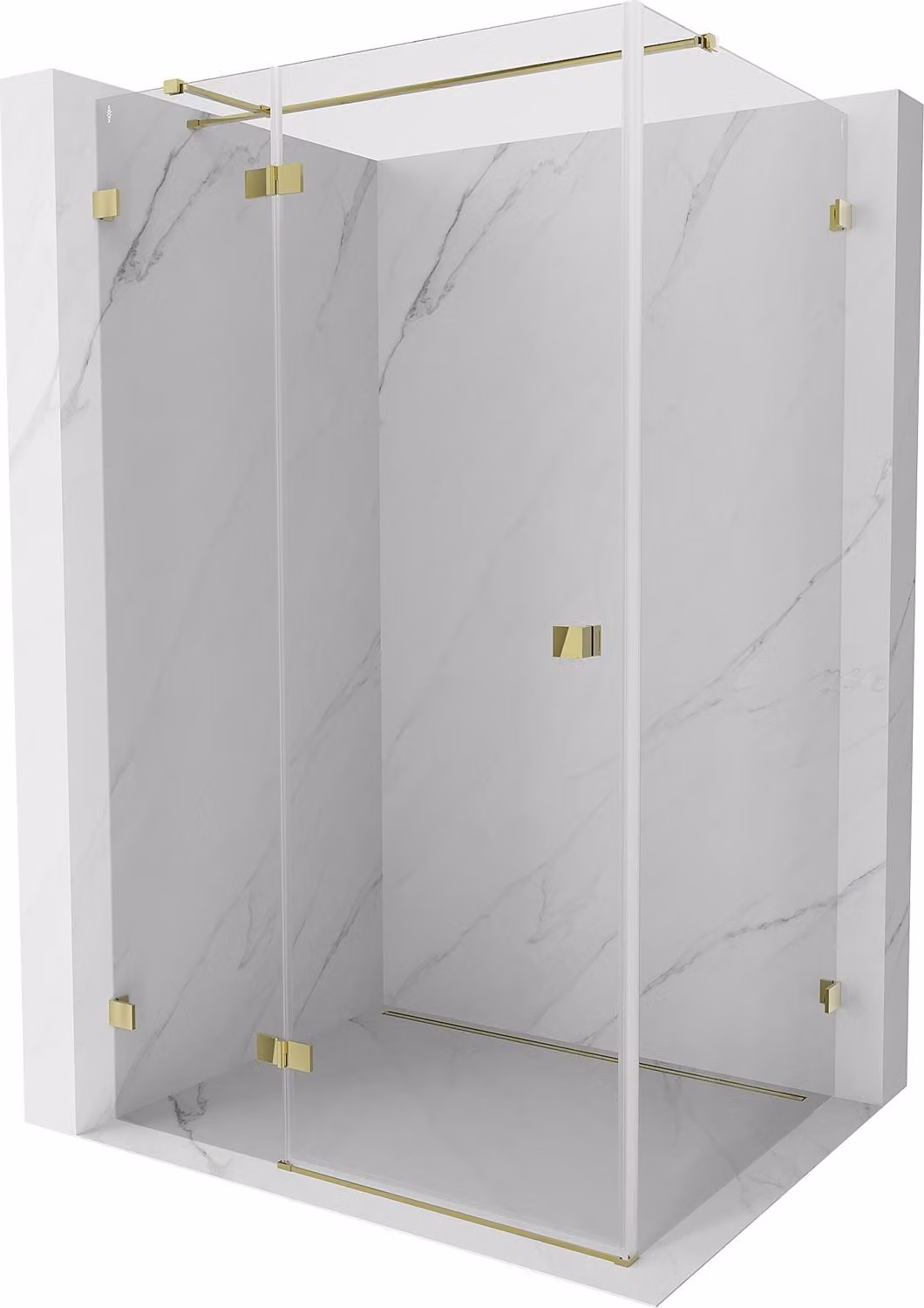 Mexen Lunar T cabina doccia a battente sinistra 120 x 110 cm, trasparente, oro - 834T-120-110-50-00-L